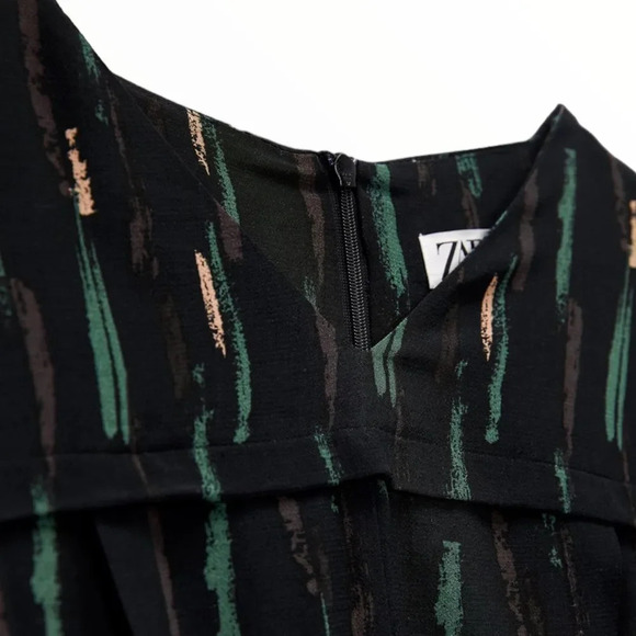ZARA | Black | PRINTED SHORT DRESS - Picture 4 of 10